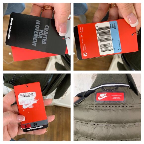 Rare Womens NIKE AEROLOFT TECH FLEECE MOTO JACKET green puffer crop jacket - Picture 7 of 7